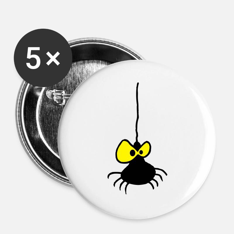 Grumpy Spider Zweifarbiges Design - Buttons groß 56 mm (5er Pack) - Weiß