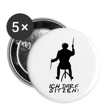 ICH DARF SITZEN - Buttons groß 56 mm (5er Pack) - Weiß - Vorne