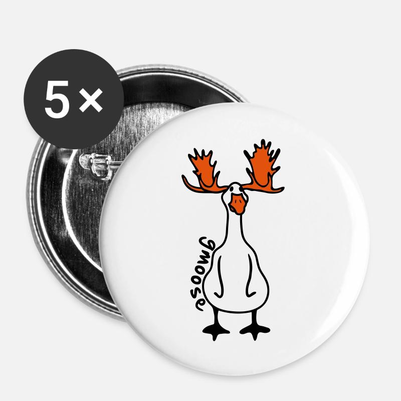 Gmoose, a goose like a moose - Buttons large 2.2''/56 mm (5-pack) - white