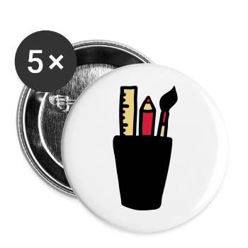 Pen - Brush - Ruler - Buttons large 2.2''/56 mm (5-pack) - white - Front