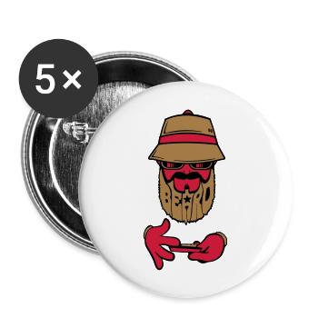 logo beard bob - Lot de 5 grands badges (56 mm) - blanc - Devant