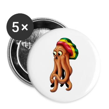 rasta cthuhlu pieuvre - Lot de 5 grands badges (56 mm) - blanc - Devant