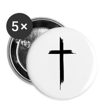 Kreuz - Buttons groß 56 mm (5er Pack) - Weiß - Vorne