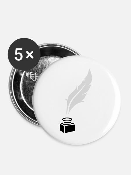 Schreibfeder - Buttons groß 56 mm (5er Pack) - Weiß
