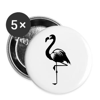Flamingo pink rosa Vogel Sommer Tier Wasservogel - Buttons groß 56 mm (5er Pack) - Weiß - Vorne