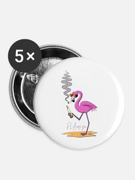 Flamingo Mexiko - Buttons groß 56 mm (5er Pack) - Weiß