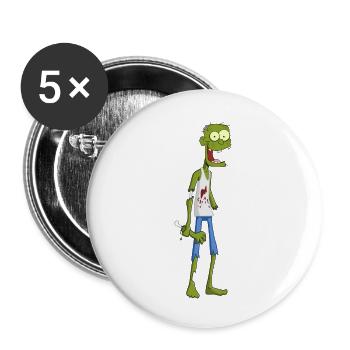 Zombie - Buttons groß 56 mm (5er Pack) - Weiß - Vorne