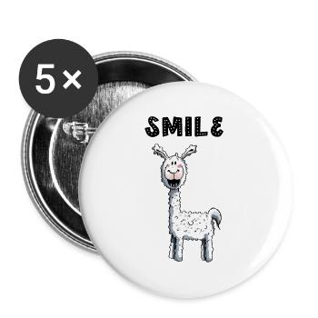 Le lama est dans une bonne humeur - sourire - sourire - Animaux - Lot de 5 grands badges (56 mm) - blanc - Devant