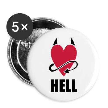 Heart Hell - Buttons large 2.2''/56 mm (5-pack) - white - Front