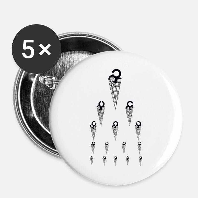 Icecream Eye Test black - Buttons large 2.2''/56 mm (5-pack) - white