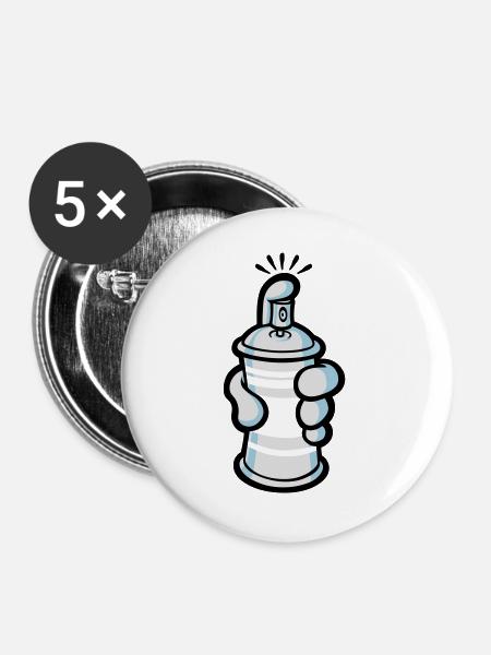 Cartoon paint spray - Buttons large 2.2''/56 mm (5-pack) - white