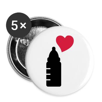 babyflasche_love_2__f2 - Buttons groß 56 mm (5er Pack) - Weiß - Vorne