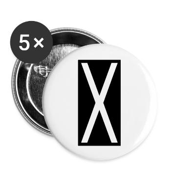 Rechteck X - Buttons groß 56 mm (5er Pack) - Weiß - Vorne
