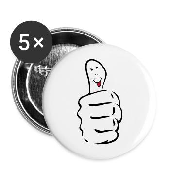 daumen_hoch_zunge_raus - Lot de 5 grands badges (56 mm) - blanc - Devant