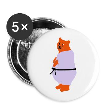 taekwondo bear - Buttons large 2.2''/56 mm (5-pack) - white - Front