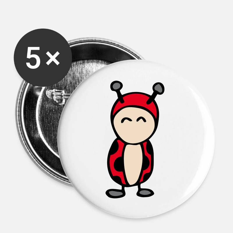 ladybugs - Buttons large 2.2''/56 mm (5-pack) - white