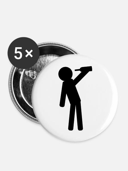Saufen stehen - Buttons groß 56 mm (5er Pack) - Weiß