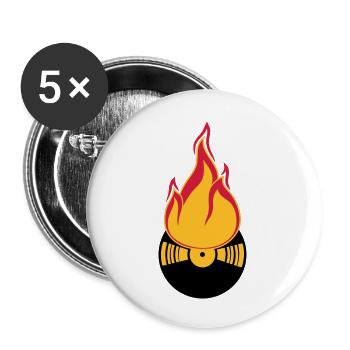 dj party feiern club disko musik tanzen vinyl plat - Buttons groß 56 mm (5er Pack) - Weiß - Vorne