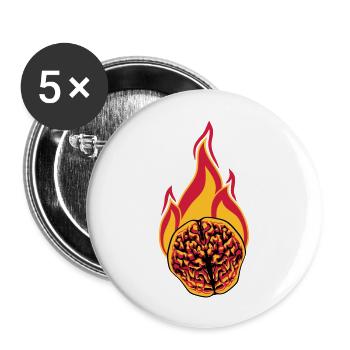 schlau gehirn intelligent on fire denken lernen ko - Buttons groß 56 mm (5er Pack) - Weiß - Vorne