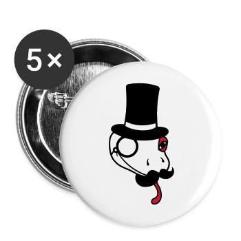 kopf herr sir gentlemen zylinder reich monokel bri - Buttons groß 56 mm (5er Pack) - Weiß - Vorne