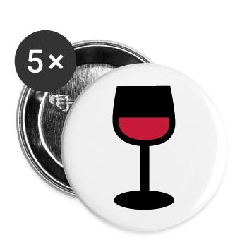 Wein Glas - Buttons groß 56 mm (5er Pack) - Weiß - Vorne