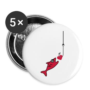 Fishing With Heart - Buttons large 2.2''/56 mm (5-pack) - white - Front