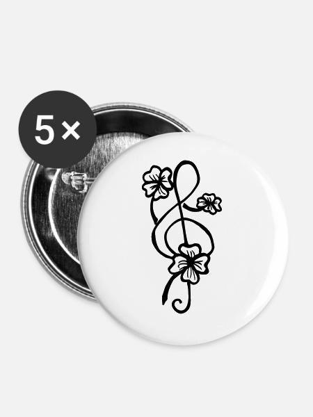 Clef shamrock - Buttons large 2.2''/56 mm (5-pack) - white