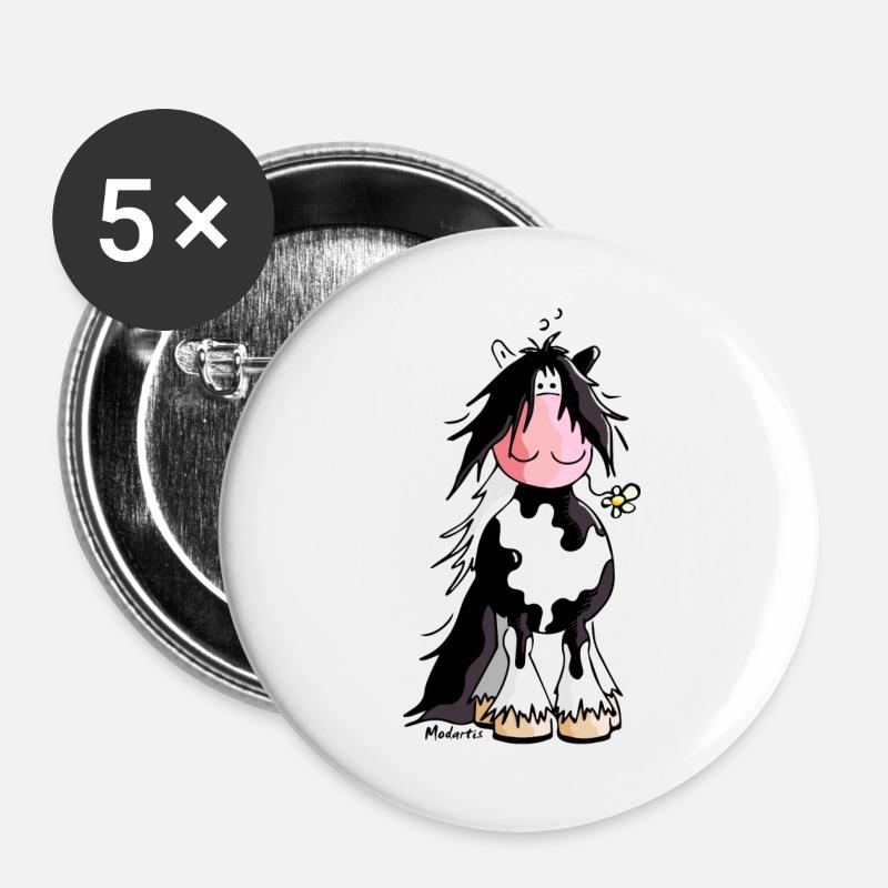 Irish Tinker - Gypsy Cob - Pferd - Buttons groß 56 mm (5er Pack) - Weiß