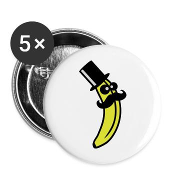 Sir Mustache Banana - Buttons groß 56 mm (5er Pack) - Weiß - Vorne