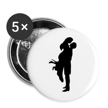 Paar, verliebt, Hochzeit - Buttons groß 56 mm (5er Pack) - Weiß - Vorne