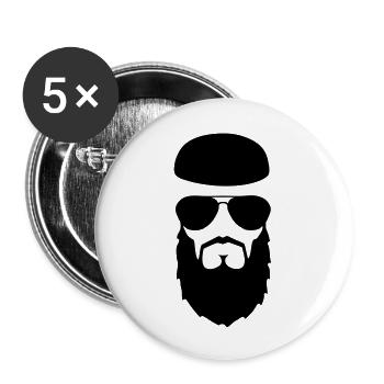 muslim face kufi - Buttons large 2.2''/56 mm (5-pack) - white - Front