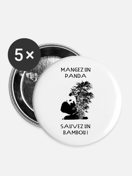 Essen Sie ein Panda - Buttons groß 56 mm (5er Pack) - Weiß