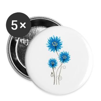 Beautiful Blue Flowers - Spring - Summer - Nature - Buttons large 2.2''/56 mm (5-pack) - white - Front