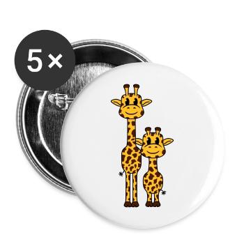 2 girafes maman papa famille jeunes enfants animaux - Lot de 5 grands badges (56 mm) - blanc - Devant