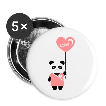 Pärchenshirt "Panda" Mädchen - Buttons groß 56 mm (5er Pack) - Weiß - Vorne
