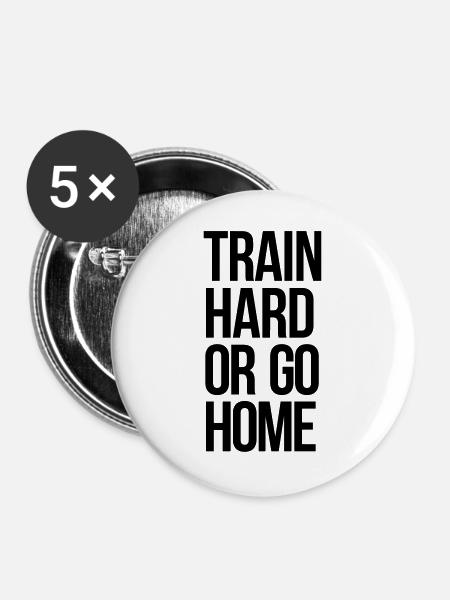 train hard - Buttons groß 56 mm (5er Pack) - Weiß