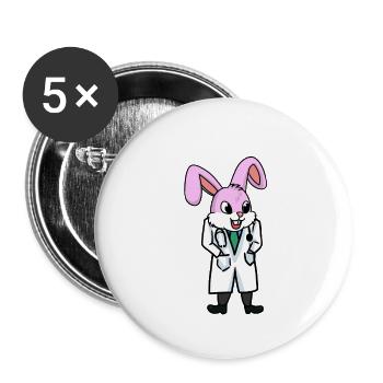Médecins Médecins Hôpital Lapin Lapin enfants enfant - Lot de 5 grands badges (56 mm) - blanc - Devant