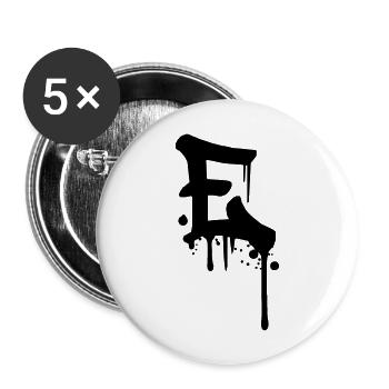 E Graffiti Tropfen Farbklex Blut Spray - Buttons groß 56 mm (5er Pack) - Weiß - Vorne