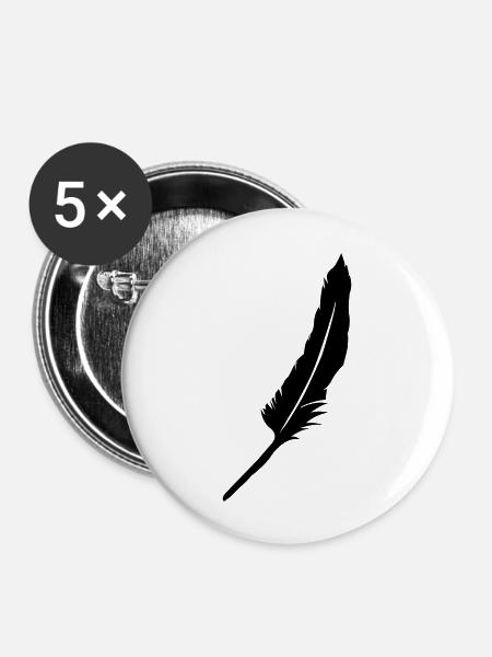 feder - Buttons groß 56 mm (5er Pack) - Weiß