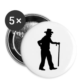 Papy canne old man icon 2005 - Buttons large 2.2''/56 mm (5-pack) - white - Front