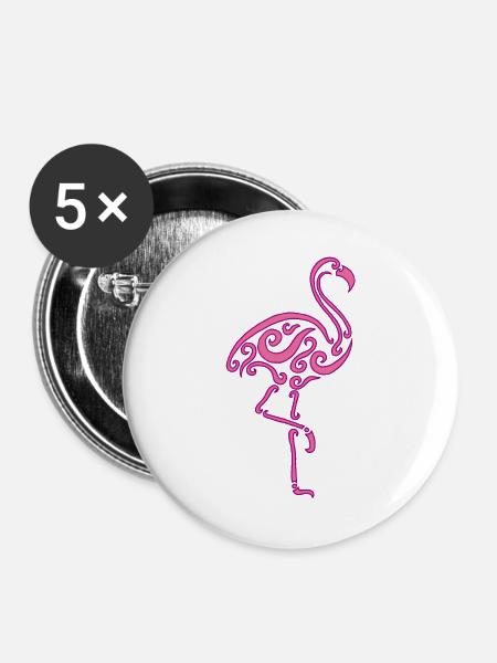 Rosa Flamingo - Buttons groß 56 mm (5er Pack) - Weiß