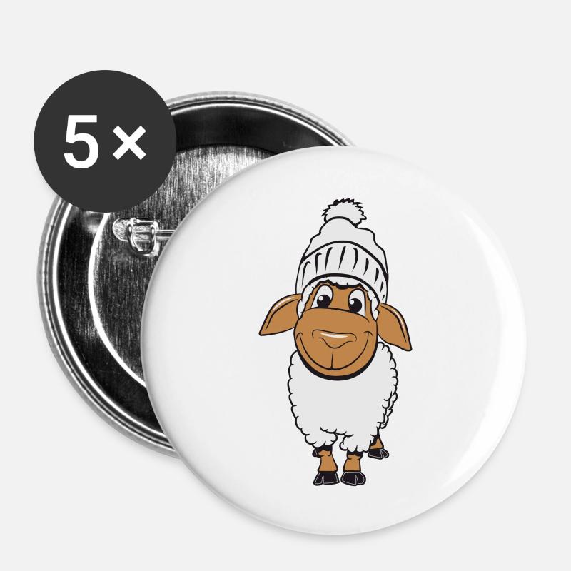 Sheep willow poodle metze satisfied herd wool useful - Buttons large 2.2''/56 mm (5-pack) - white