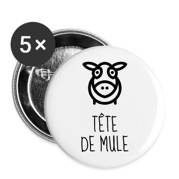 Tête de Mule - Caractère - Râler - Raleur - Bébé - Lot de 5 grands badges (56 mm) - blanc - Devant