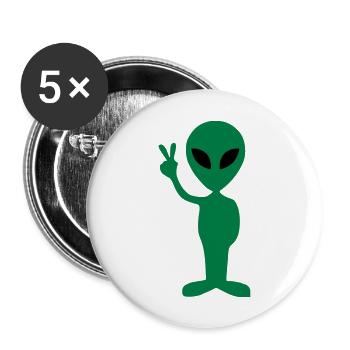 Alien Peace - Buttons large 2.2''/56 mm (5-pack) - white - Front