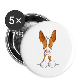 Neugieriger Podenco - Buttons groß 56 mm (5er Pack) - Weiß - Vorne