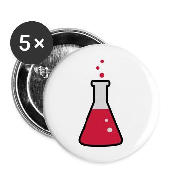 Laboratory flask, science, chemistry (3 colors) - Buttons large 2.2''/56 mm (5-pack) - white - Front