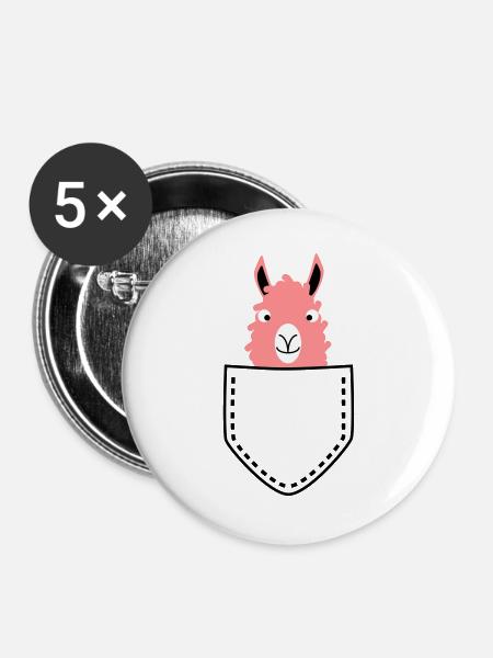 Llama in the bag - Buttons large 2.2''/56 mm (5-pack) - white