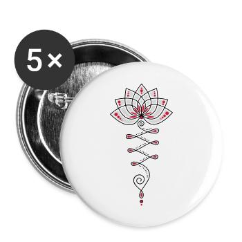 Lotus, Yoga Meditation, Festival, Blume, Blüte - Buttons groß 56 mm (5er Pack) - Weiß - Vorne
