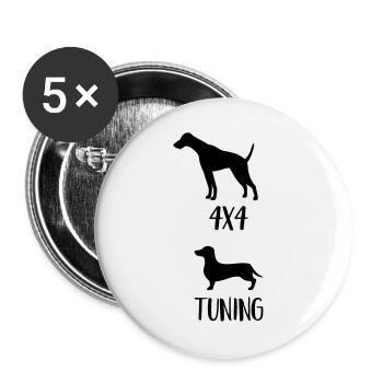 4x4 Dachshund - Buttons large 2.2''/56 mm (5-pack) - white - Front