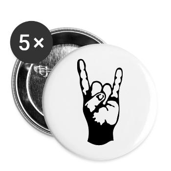 symbole hard rock signe 230723 - Lot de 5 grands badges (56 mm) - blanc - Devant